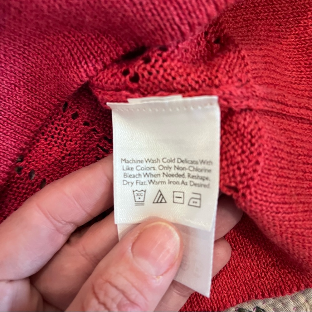 Eddie Bauer Raspberry Open Knit Collared Cardigan - Picture 5 of 5